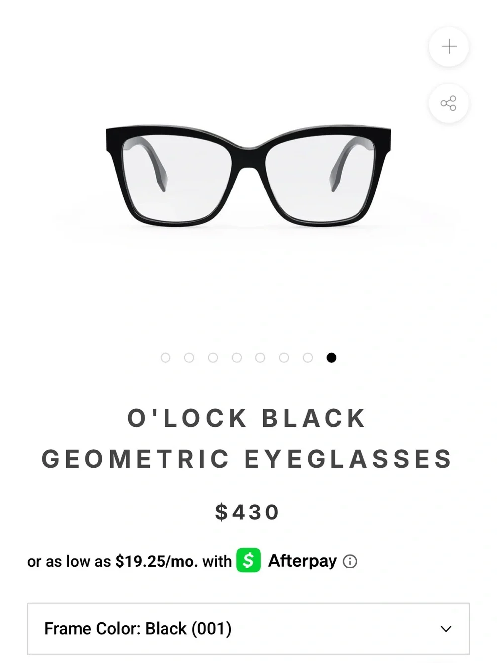 Fendi O'Lock Black Geometric Eyeglasses